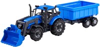 Cavallino Toys tractor juguete con cargador y remolque volquete azul 1:32
