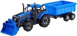 Cavallino Toys tractor juguete con cargador y remolque volquete azul 1:32