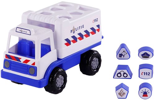 Camión de policía clasificador de formas juguete con bloques y figuras 26cm