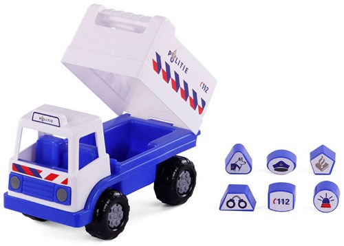 Camión de policía clasificador de formas juguete con bloques y figuras 26cm-2