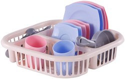 Vajilla juguete Cavallino escurreplatos rosa set plástico 30 piezas