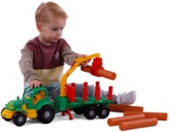 Tractor de juguete clásico con remolque y madera 61cm - tractor-3
