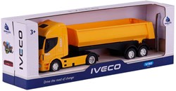 Camión volquete juguete Cavallino Iveco escala 1:30 amarillo plástico