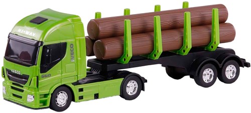 Camión de troncos juguete verde plástico escala 1:30 para niños-2