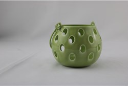 Linterna verde metal decoración luz ambiente 13x13x10cm vela