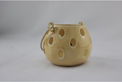 Linterna decoración beige metal moderna 11x11x8,5cm luz ambiental