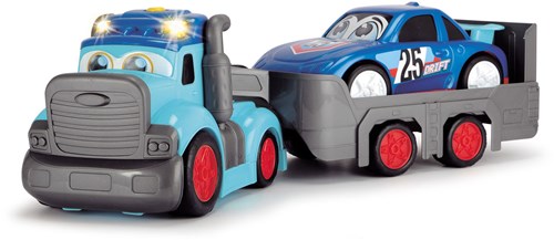 Camión transportador de juguete con coche de carreras - Luz y sonido - 60 cm - Azul-2