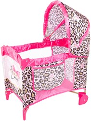 Cama para muñecas azul cama de lujo The Glam Crew con estampado de leopardo