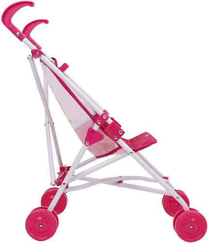 Cochecito de juguete rosa con estampado floral para muñecas hasta 46 cm-2