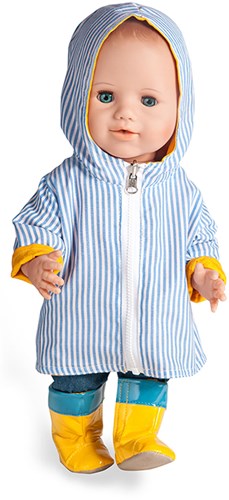 Heless chaqueta cortavientos ropa muñeca reversible 35-45cm impermeable amarilla-3
