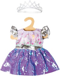 Poppenjurk Fee en Eenhoorn met Sequins en Kroon, 28-35 cm