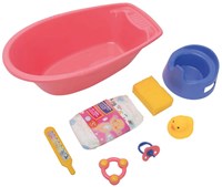Heless bañera para muñecas rosa con accesorios - set de baño para muñecas bebé-2