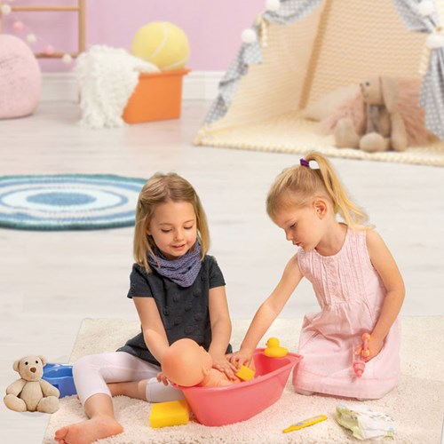 Heless bañera para muñecas rosa con accesorios - set de baño para muñecas bebé-3