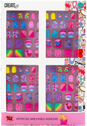 Create it! Uñas postizas Maxi Set autoadhesivas 96 piezas diseño colorido