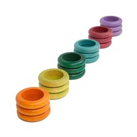 Grapat anillos de juguete de madera - 18 piezas colores alternativos
