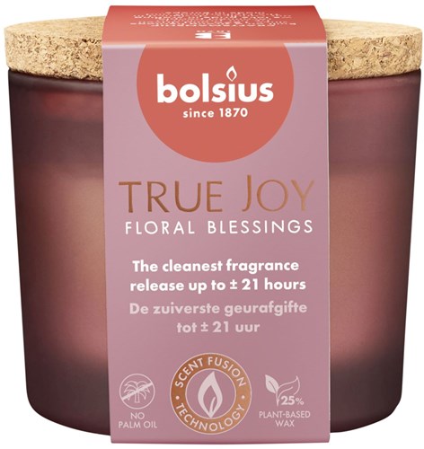 Bolsius vela aromática vaso de cristal con corcho Floral Blessings 66/83 rosa
