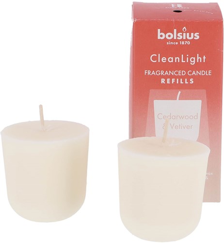 Bolsius recambio de vela perfumada Clean Light 2 unidades Cedro & Vetiver