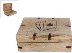 Caja de madera para cartas de juego mango 12x9x4cm marrón