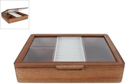 Caja de joyas acacia natural multicolor cartón 19x19x22cm joyería