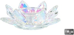 Portavelas Lotus nácar vidrio decoración 12x12x4cm luz ambiente