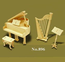 T&F kit de construcción de madera instrumentos musicales casa de muñecas escala 1:12 juguete