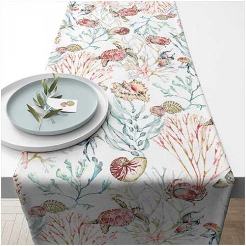 Ambiente camino de mesa algodón animales marinos 40x150cm decoración