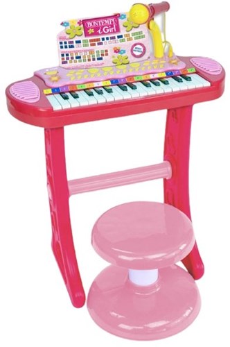 Bontempi teclado electrónico rosa con micrófono y espectáculo de luces-2