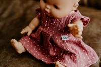 Hollie vestido para muñecas rosa lunares - ropa muñeca algodón 34cm-3