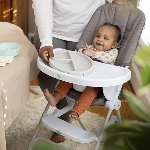 Ingenuity trona plegable - compacta gris - silla de comer para bebé