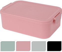 Lunchbox fiambrera de plástico con clips rosa verde gris negro 20x14x7cm