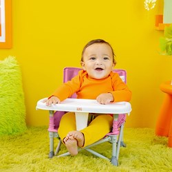 Bright Starts asiento elevador portátil - silla alta de viaje para niños - rosa