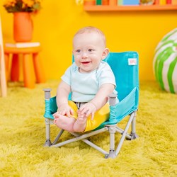 Bright Starts asiento elevador portátil para bebé azul verdoso - Pop N Sit