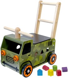 I'm Toy andador de madera army truck - carro de empuje - blanco - juguete