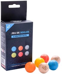 Bolitas objetivo de madera para petanca - set de 6 piezas coloridas y naturales