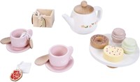 Set de té de madera - juego de té de juguete 17 piezas para niños-2