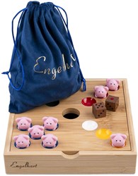 Engelhart Games Pig Hole juego - juego familiar de bambú con 60 cerditos de silicona