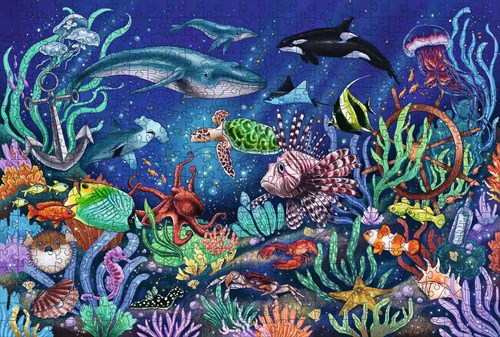 Ravensburger puzzle de madera animales marinos bajo el mar 500 piezas-2