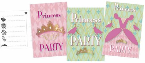 Haza invitaciones fiesta infantil princesa rosa 6 piezas papel-2