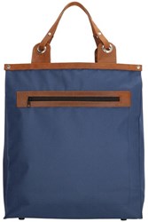 Bolsa de la compra azul con asa de cuero - bolsa shopper espaciosa