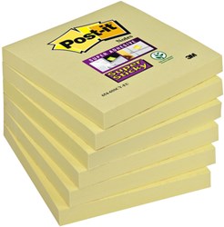 3M Post-it super sticky notas adhesivas amarillas 76x76mm pack de 6