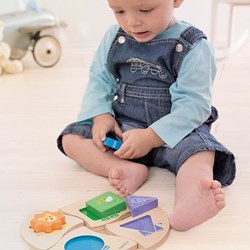 Beleduc puzzle de madera formas Funny Four - juguete educativo animales