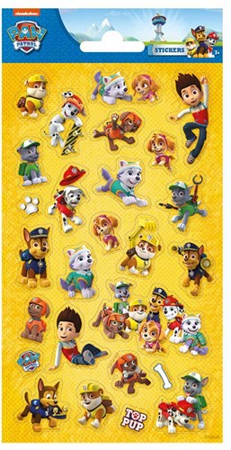 Totum stickers Paw Patrol hoja de pegatinas con purpurina amarilla - decoración niños