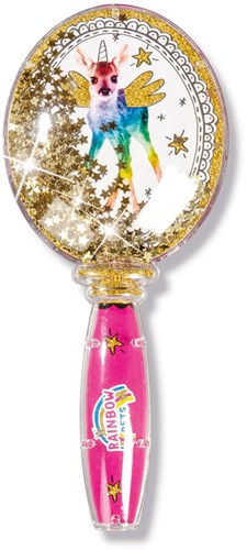 Totum cepillo de pelo Rainbow Pets - cepillo con purpurina para niños rosa oro-2