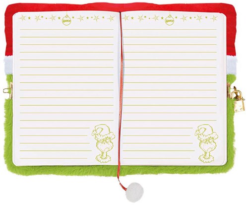 Totum cuaderno Grinch - diario suave con candado y tapa dura-2