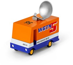 Candylab coche de juguete de madera - News Van furgoneta roja naranja