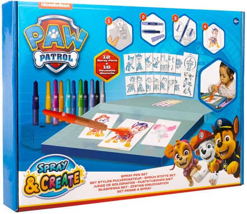 Canenco Paw Patrol spray pen set - caja creativa con plantillas y rotuladores de soplo