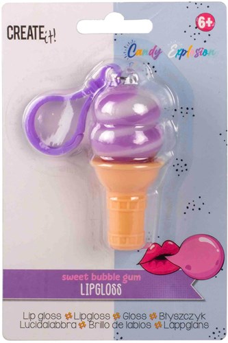 Candy Explosion brillo labial llavero helado morado para niños-3
