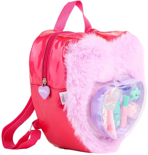 Canenco set de maquillaje juguete en mochila peluche morada para niños