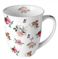 Ambiente taza de porcelana Charlotte White 400ml diseño floral