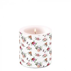 Ambiente vela decorativa Charlotte White diseño floral parafina
